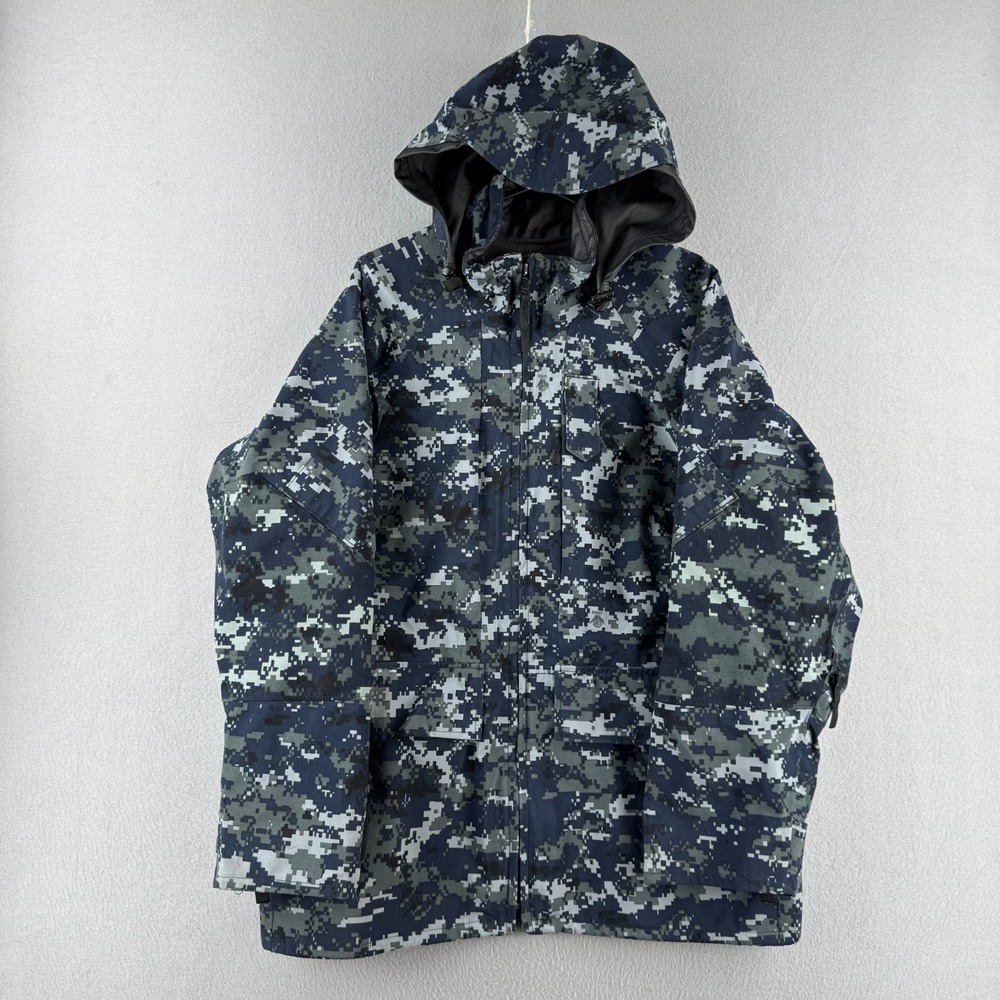 Parka Working US Navy Jacket Mens Medium Short Blue USN Camo Goretex Shell Rain